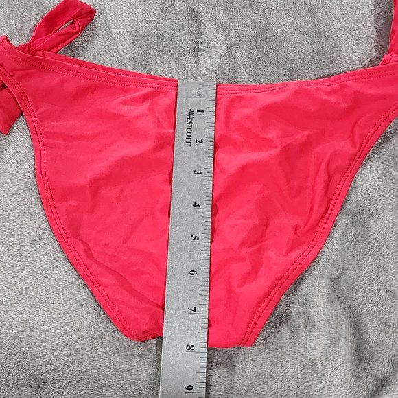 Charm Leaks Womens Swim Bikini Bottom Pink S Soft Solid Lined Side Ties Classic - Picture 8 of 9